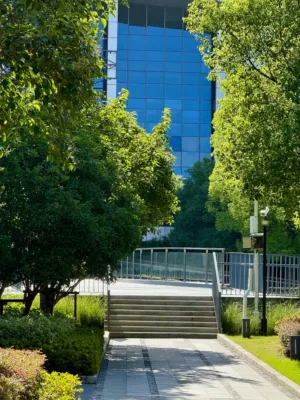 Modern Office Building With Greenery