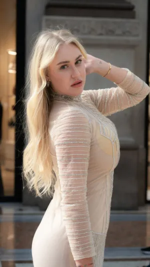 Elegant Blonde In Sparkling Dress