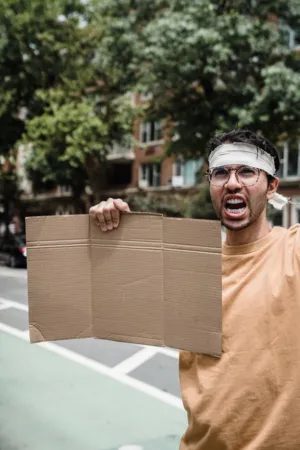 Protestor With Bandaged Head