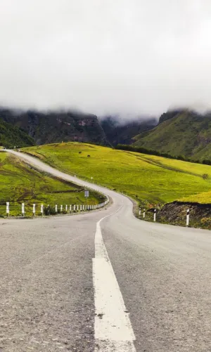 Winding Road Through Green Hills