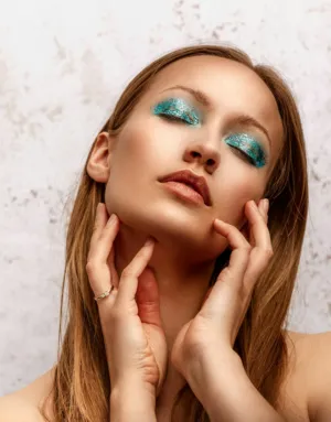 Elegant Portrait With Glitter Eye Makeup
