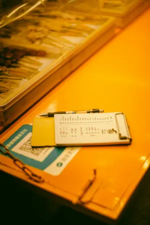 Table With Menu And Pen