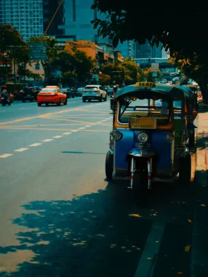 Colorful Tuk Tuk On Busy Street