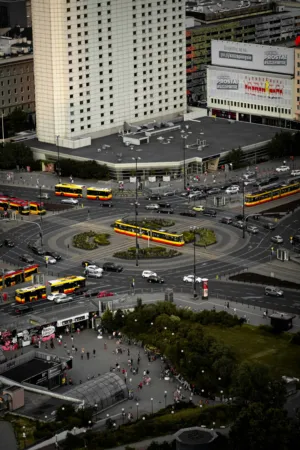Cityscape With Traffic And Buildings