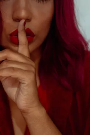 Red Lips And Finger