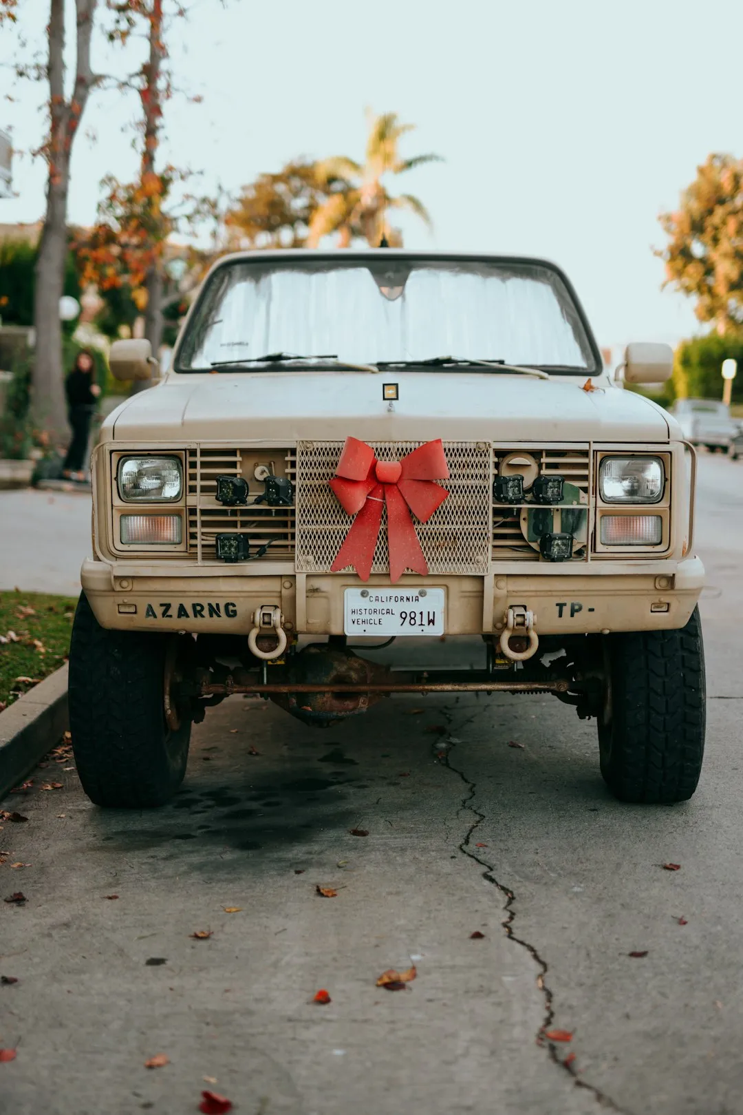 Vintage Car With Red Bow