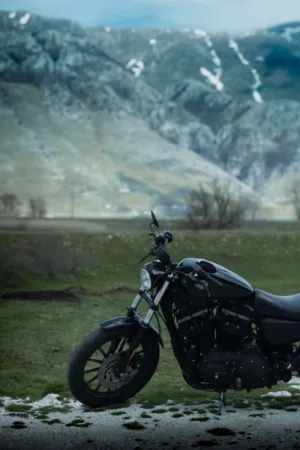 Black Motorcycle In The Mountains