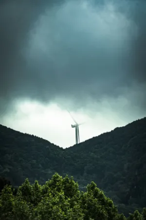 Wind Turbine On Hillside