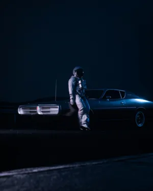 Space Explorer With Classic Car