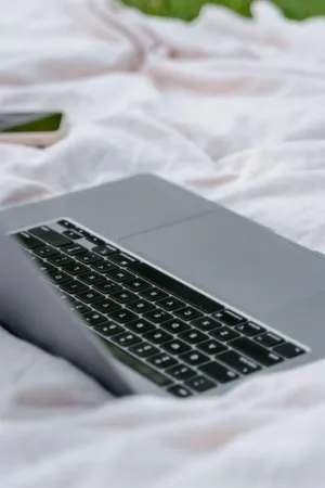 Laptop On A Blanket