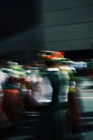 Blurred Figures In Traditional Attire