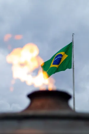 Brazilian Flag With Fire