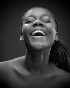 Black And White Laughing Portrait