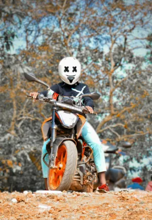 Motorcycle Rider In Nature