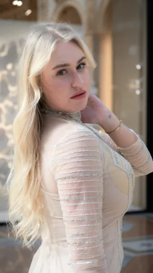 Elegant Blonde In Sparkling Dress