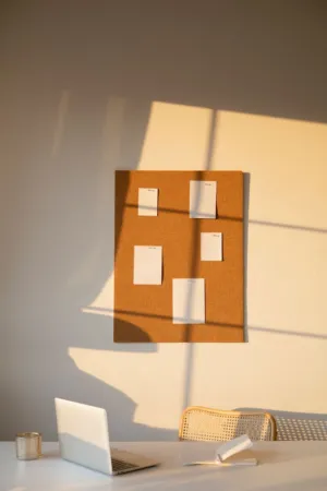 Sunlit Corkboard Workspace