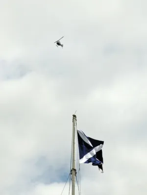 Helicopter And Flag