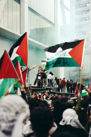 Protest With Palestinian Flags