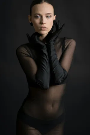 Black Gloves And Sheer Top