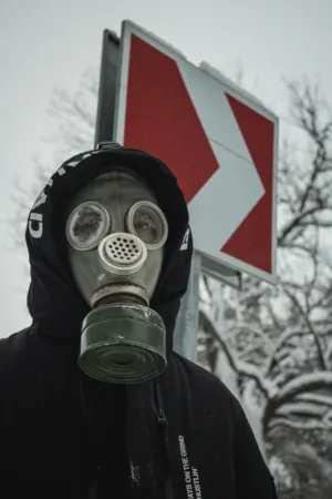 Person In Gas Mask