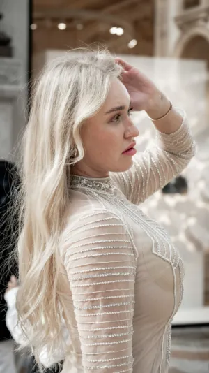 Elegant Blonde In Museum