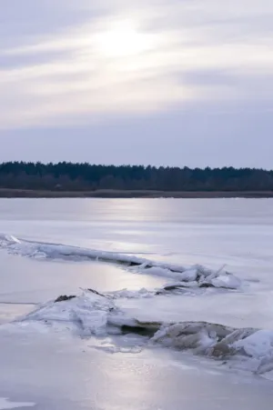 Frozen Lake At Sunset