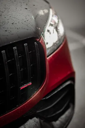 Red Sports Car Headlight And Grille