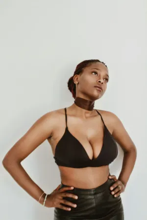 Black Bra And Leather Skirt