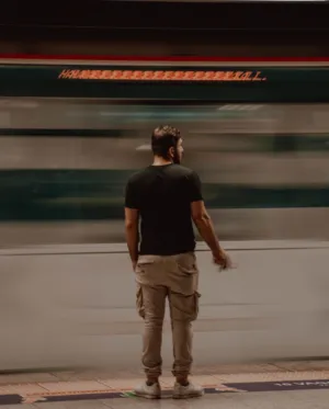Man Waiting For Train