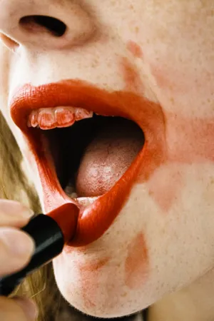 Red Lipstick Application