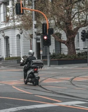 Motorcycle At Traffic Light