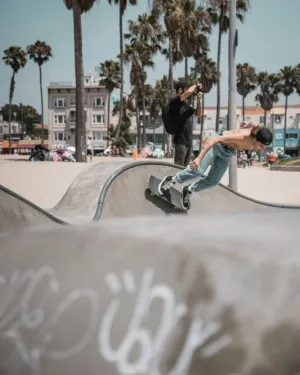 Skateboarding At The Beach