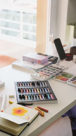 Art Supplies On A Table