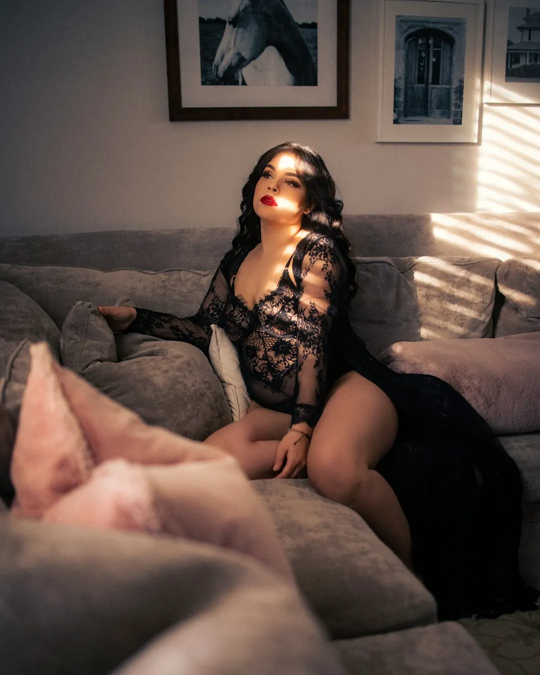 Lace Bodysuit On Couch