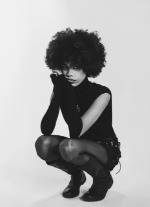 Crouching Model With Afro