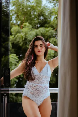 Lace Bodysuit On Balcony