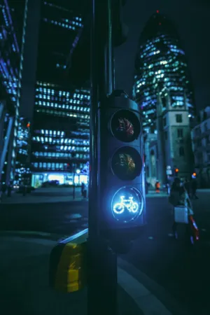 Bike Lane Signal At Night