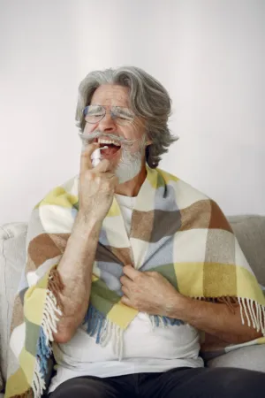 Senior Man With Gray Hair And Mustache