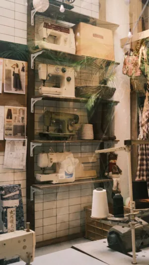 Vintage Sewing Shop Window Display