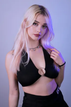 Blonde Model In Black Top