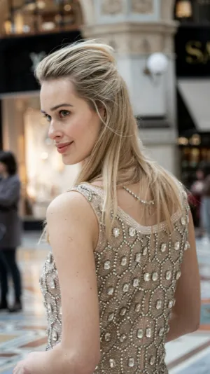 Elegant Woman In Sparkling Dress