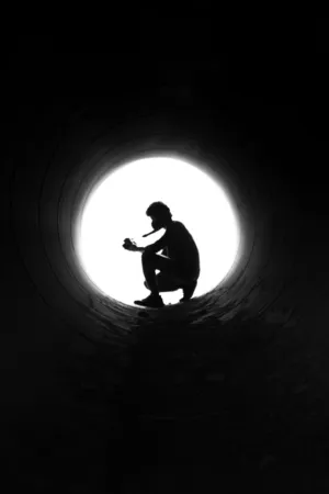 Silhouette In Tunnel