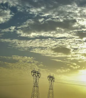 Electric Pylons At Sunset