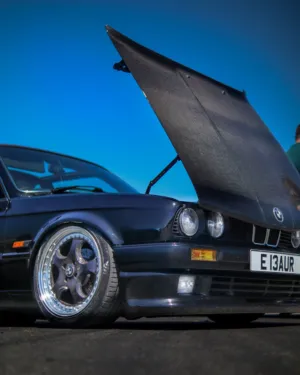 Black Bmw With Open Hood