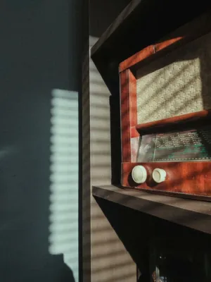 Vintage Radio On Shelf