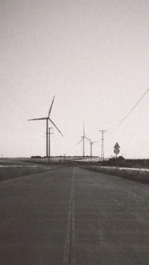 Wind Turbines On A Road