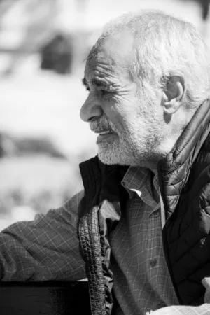 Senior Man In Black And White