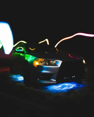 Night Car With Neon Lights