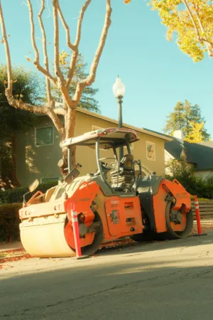 Construction Equipment On Residential Street