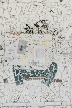 Mosaic Wall With Newspaper Clippings